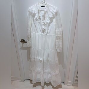 SHEIN White Lace Long Sleeve Dress